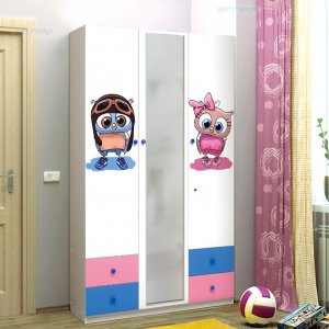 Шкаф 3-х дверный ''Совята'' с зеркалом